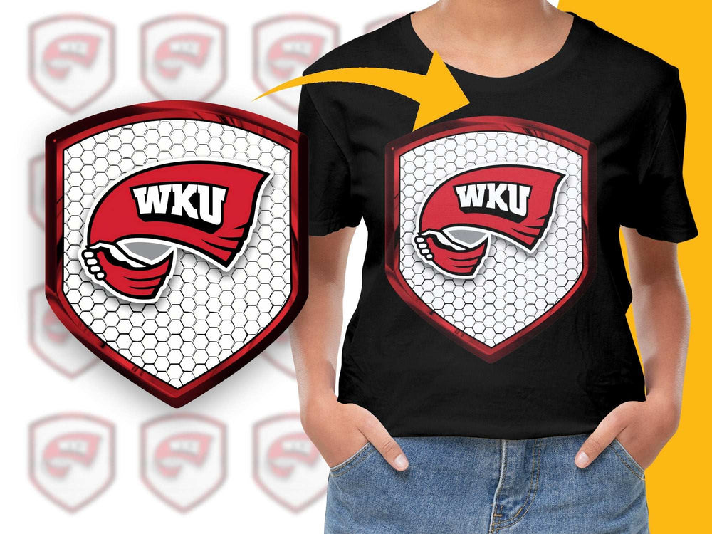 WKU Football Team Logo T-Shirt, Youth Black Sports Tee, College Apparel, Fan Gear Gift