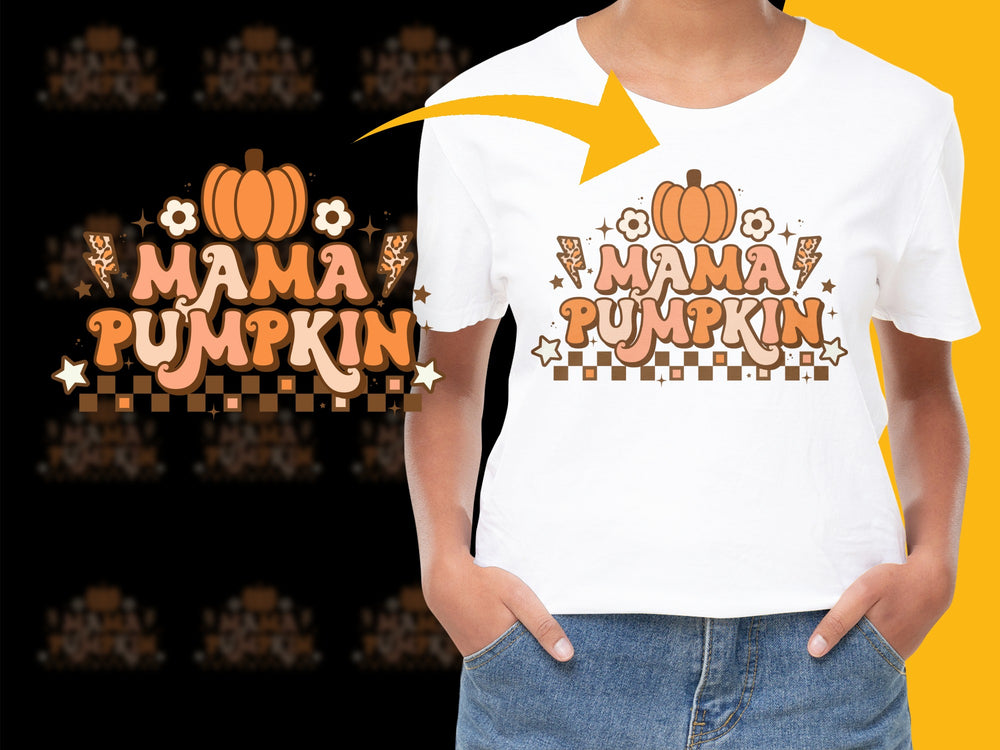 Mama Pumpkin T-Shirt, Fall Seasonal Tee, Orange Pumpkin Graphic, Women's Halloween Shirt, Autumn Fashion Top, Holiday Gift Idea