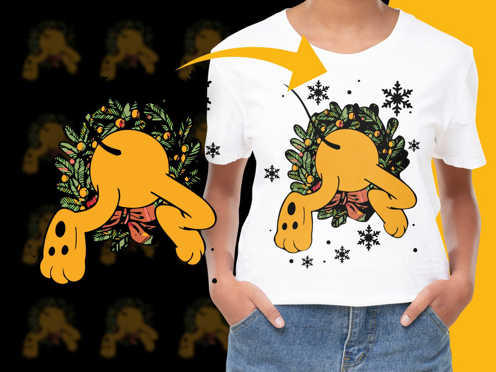 Festive Holiday T-Shirt with Cartoon Reindeer Graphic, Christmas Themed Apparel, Unisex Kids' Clothing