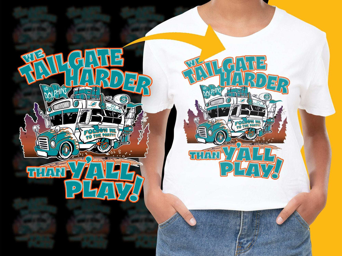 Women's Graphic Tee Tailgate Harder Than Y'all Play Football Print Shirt