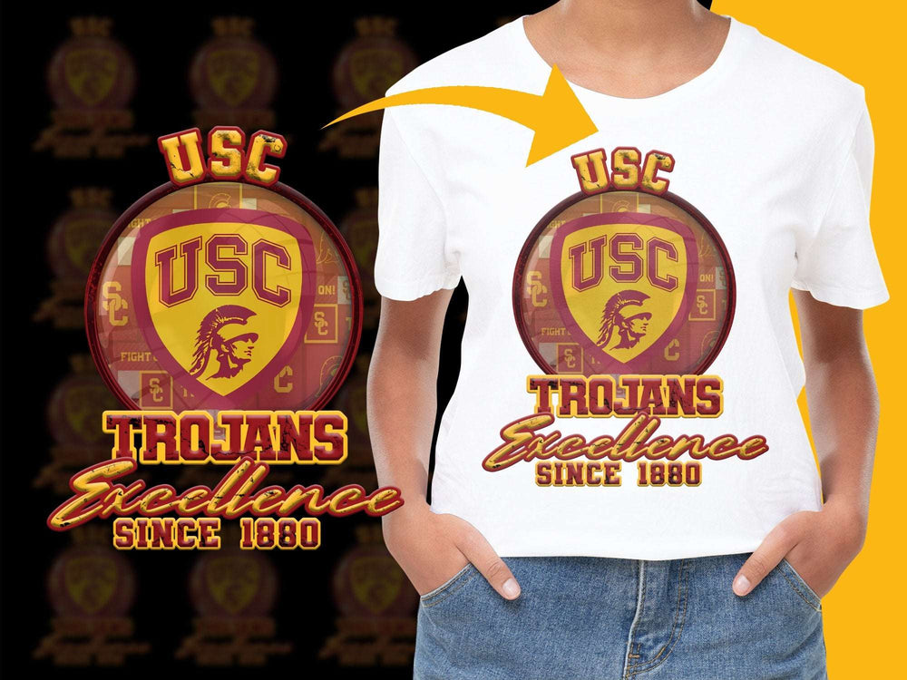 USC Trojans T-Shirt, Excellence Since 1880 Design, Fight On Logo, College Apparel, Cotton Tee