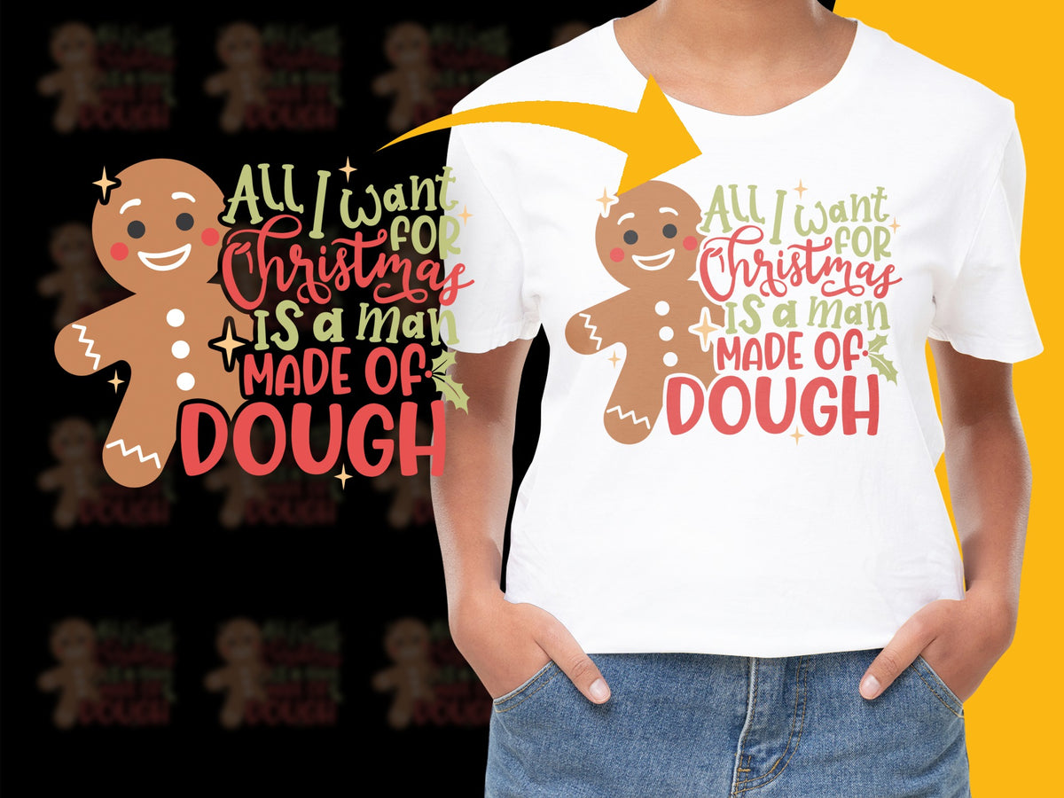 Funny Christmas T-Shirt, Gingerbread Man Dough Graphic Tee, Holiday Casual Wear, Unisex Gift Idea