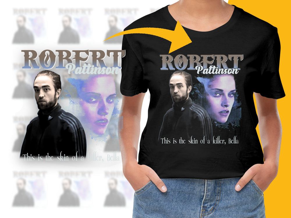 Robert Pattinson Twilight Movie Quote T-Shirt, Fan Art Graphic Tee, Unisex Bella Skin of a Killer Shirt