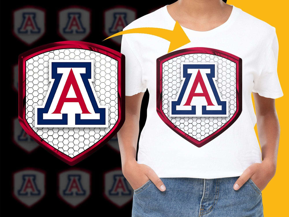 Arizona Letter A White Graphic T-Shirt, College Sports Logo Tee, Casual Stylish Unisex Wear