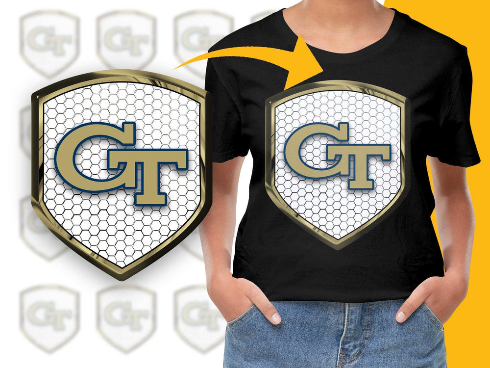 Georgia Tech Logo T-Shirt, Black Cotton Tee with GT Emblem, Collegiate Apparel, Sports Fan Gift, Unisex Adult Clothing