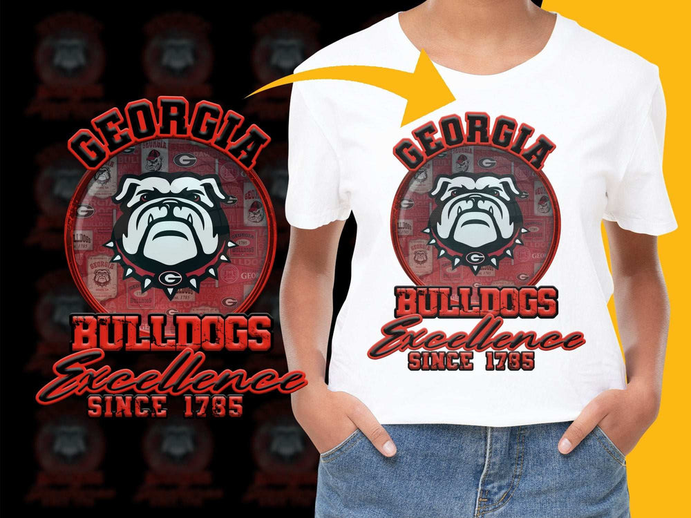 Georgia Bulldogs T-Shirt, Excellence Since 1795, College Sports Fan Apparel, White Graphic Tee