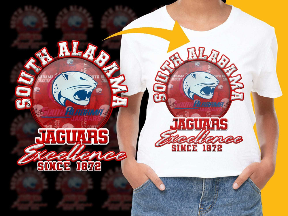 South Alabama Jaguars T-Shirt, University Team Logo, Excellence Since 1872, Sports Fan Apparel