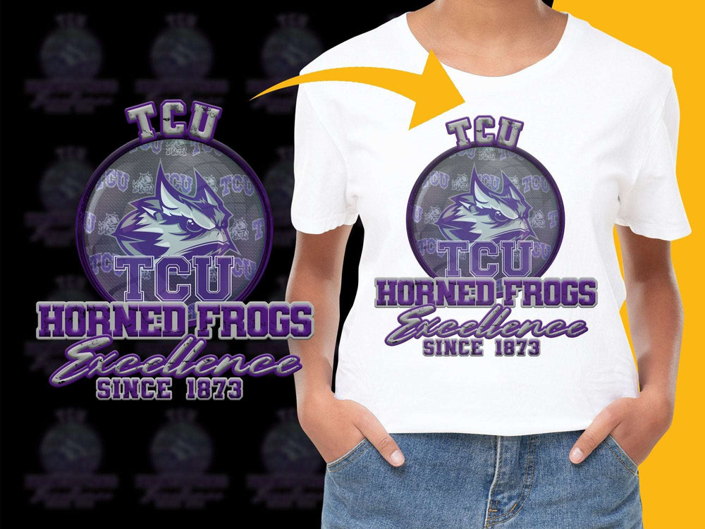 TCU Horned Frogs T-Shirt, Purple and White Excellence Since 1873, College Sports Apparel