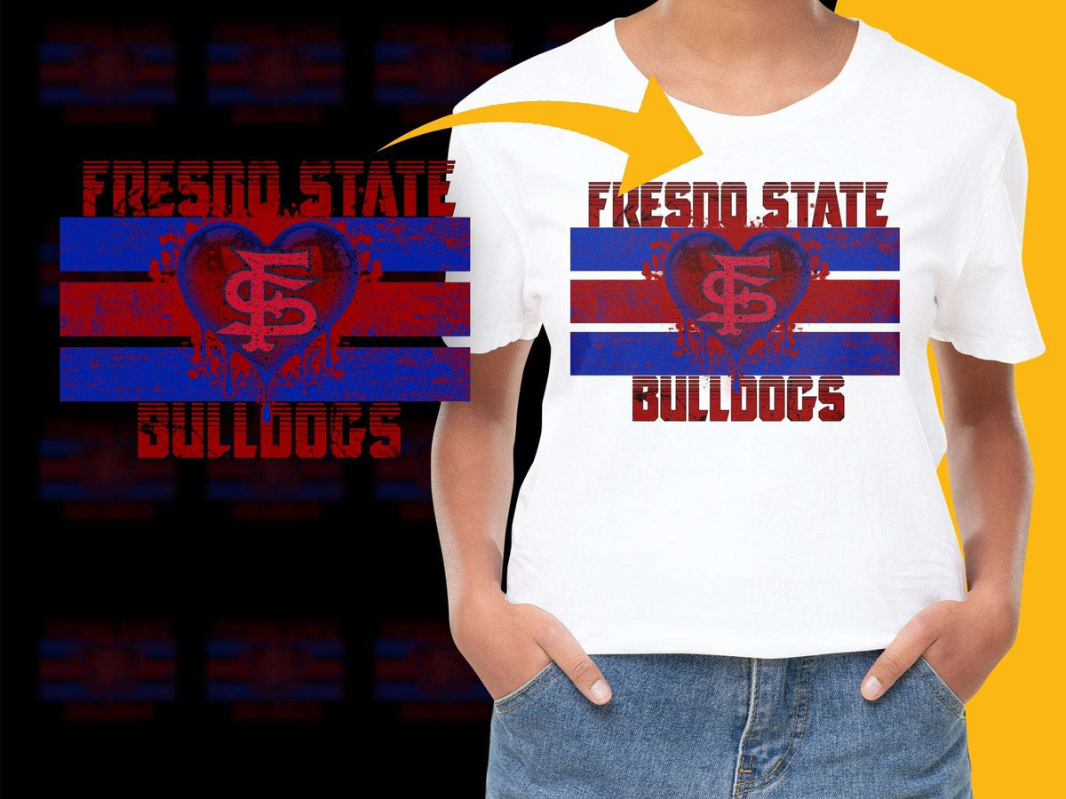 Fresno State Bulldogs T-Shirt, College Team Graphic Tee, Red Blue Sports Fan Apparel, Casual Wear