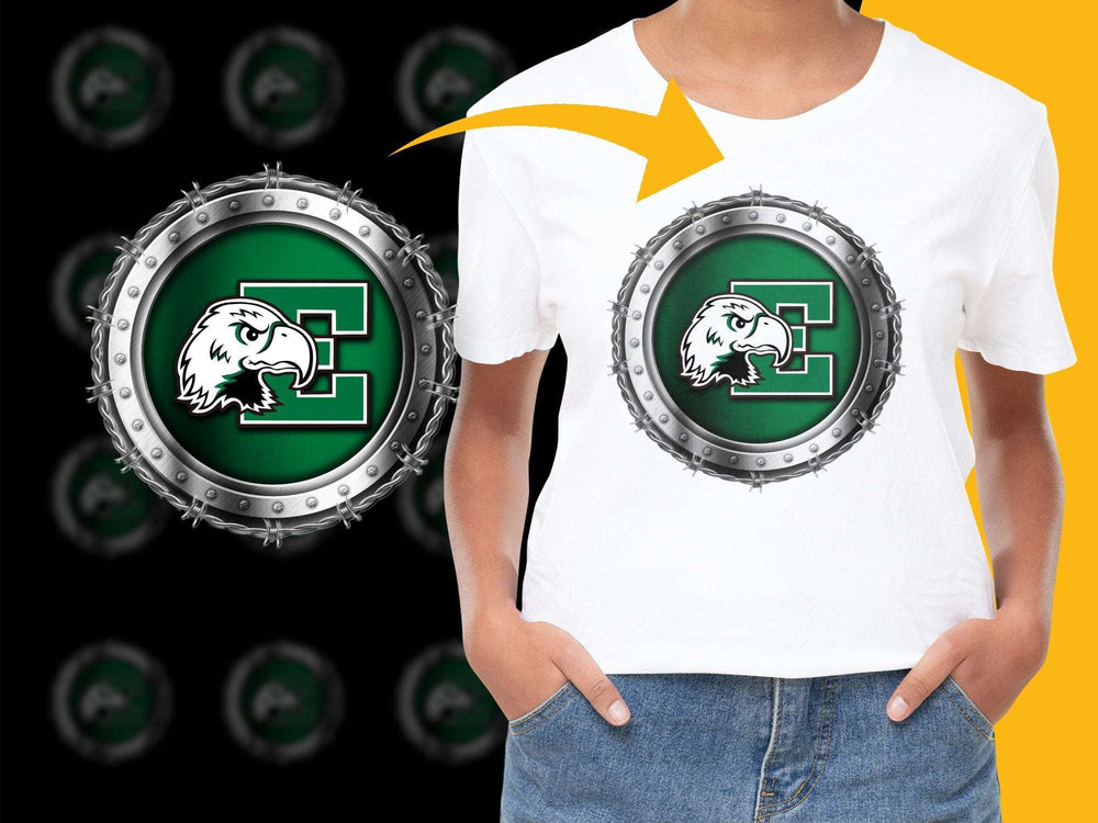 Kids Sports Logo T-Shirt, Green Eagle Graphic Tee, Youth Athletic Apparel, Casual School Fashion