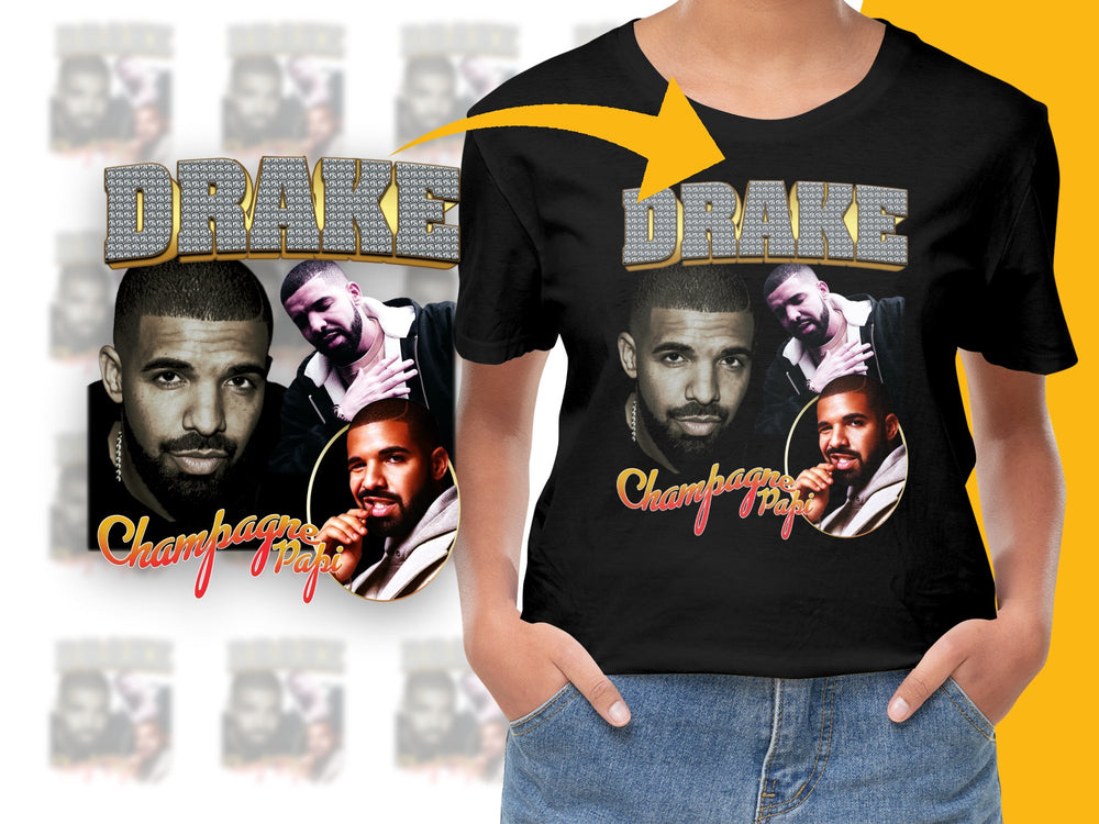 Drake Inspired T-Shirt, Champagne Papi Graphic Tee, Hip Hop Fan Merch, Casual Black Shirt, Unisex Music Apparel, Gift for Fans
