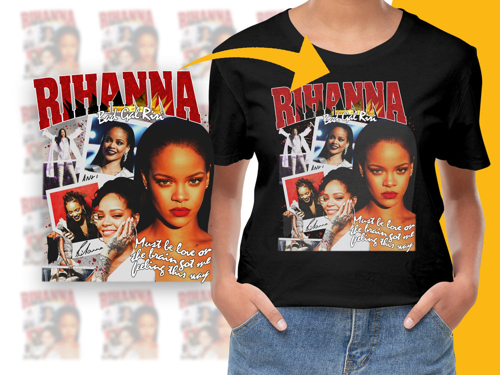 Rihanna Graphic T-Shirt, Vintage Style Pop Star Collage Tee, Music Fan Gift, Trendy Concert Apparel