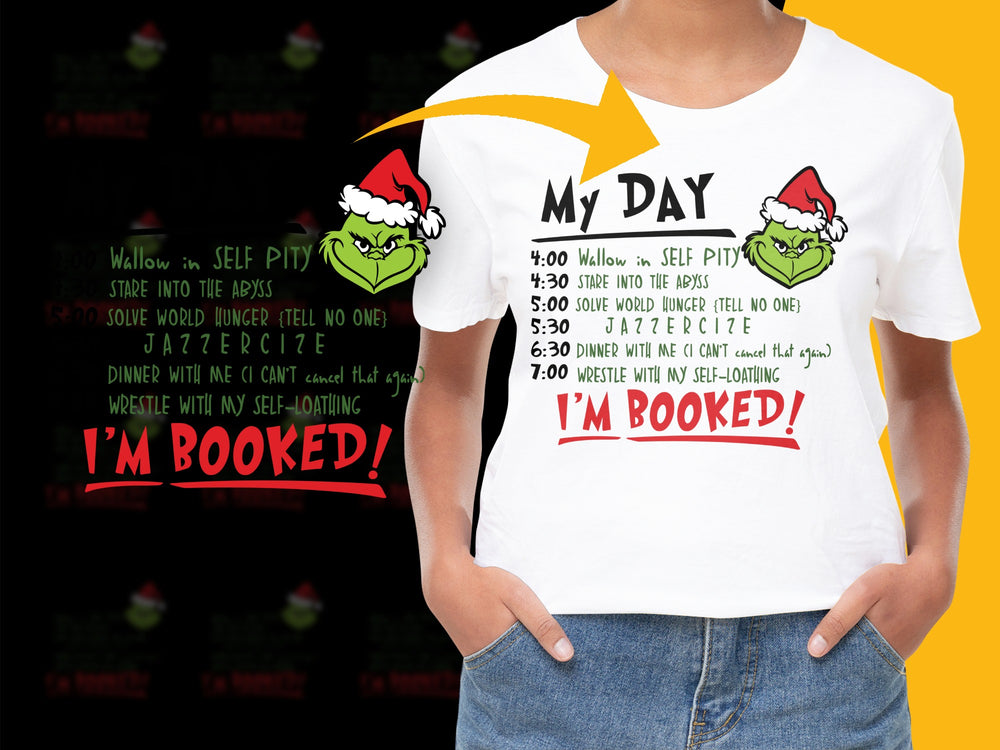 Festive Holiday Tee 'My Day' Santa Hat Graphic Schedule Funny Christmas Shirt
