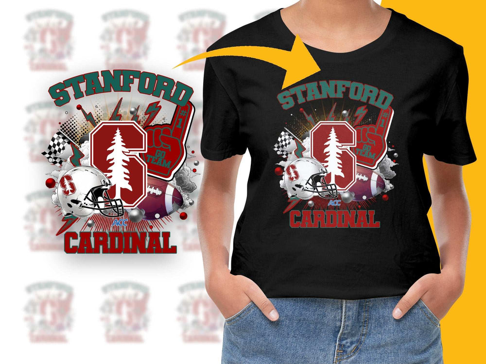 Stanford Cardinal Football Graphic T-Shirt, College Sports Fan Apparel, Unisex Black Tee