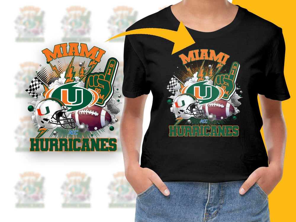 Miami Hurricanes T-Shirt, College Football Fan Apparel, Sports Team Graphic Tee, Unisex Black Shirt