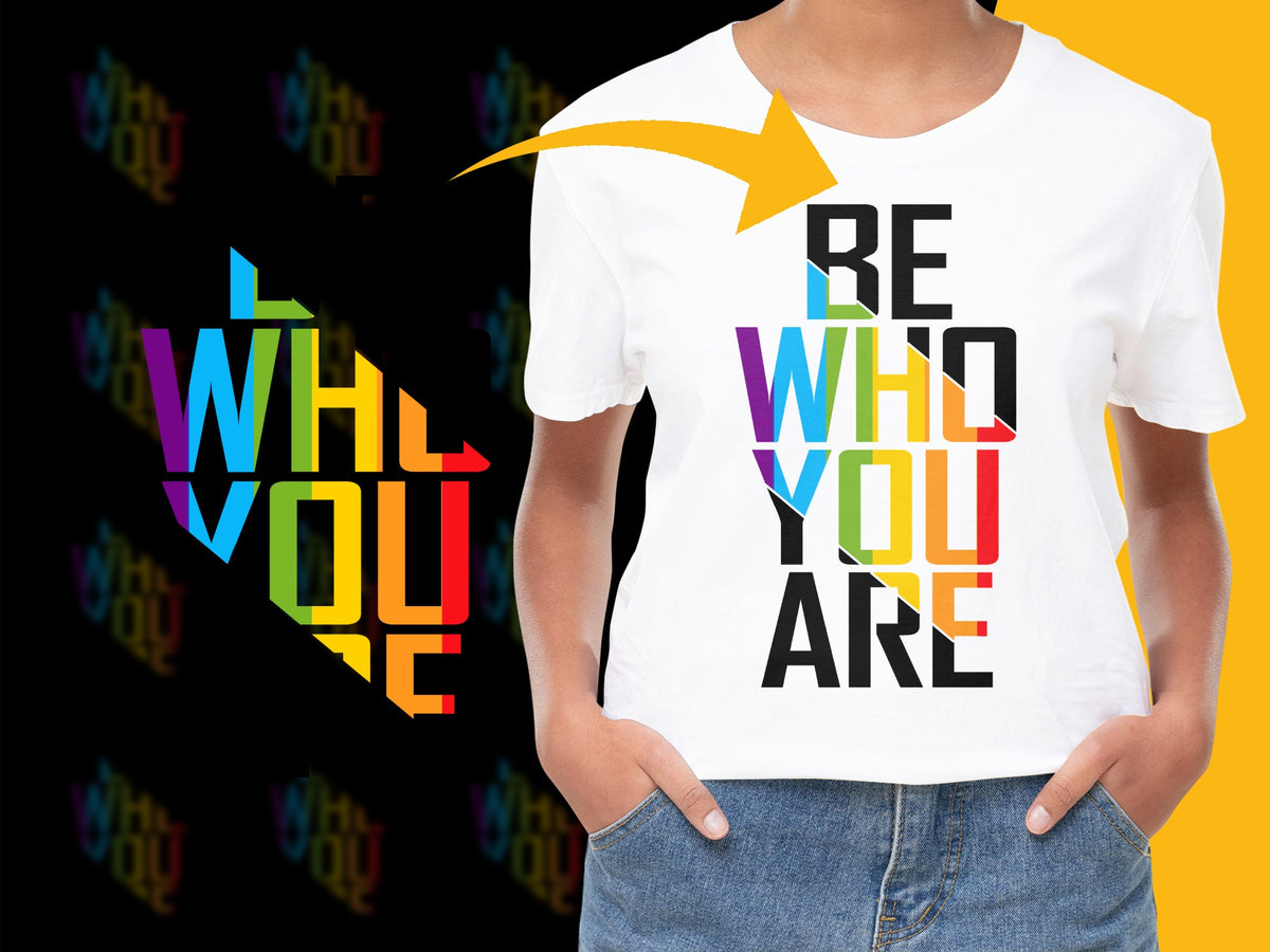 Be Who You Are Motivational Quote Colorful Design PNG File