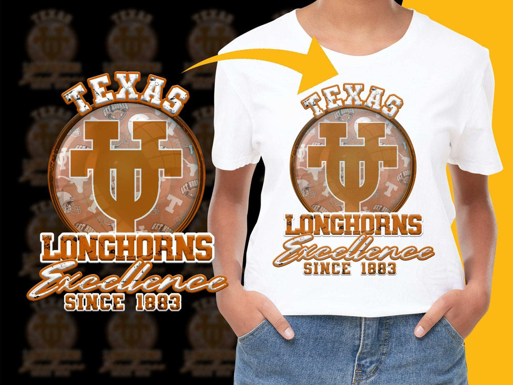 Texas Longhorns Excellence T-Shirt, Vintage College Logo Tee, Since 1883 Graphic, Unisex Fashion Top