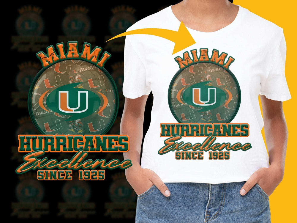 Miami Hurricanes T-Shirt Excellence Since 1925, College Football Fan Apparel, White Cotton Tee