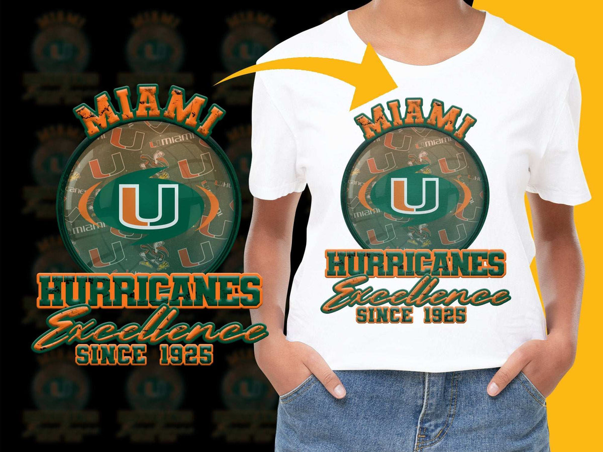 Miami Hurricanes T-Shirt Excellence Since 1925, College Football Fan Apparel, White Cotton Tee
