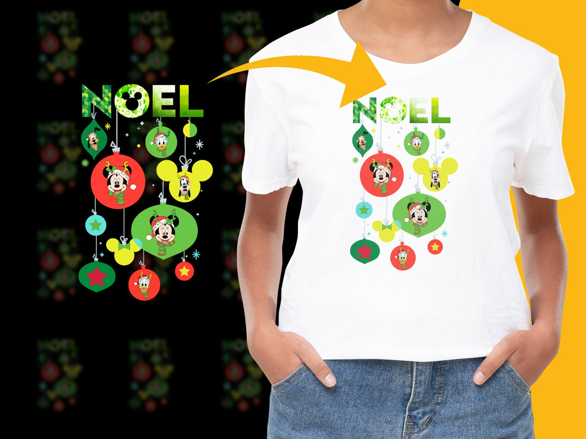 Kids Christmas T-Shirt with Cartoon Dogs and Noel Design, Festive Holiday Apparel for Children
