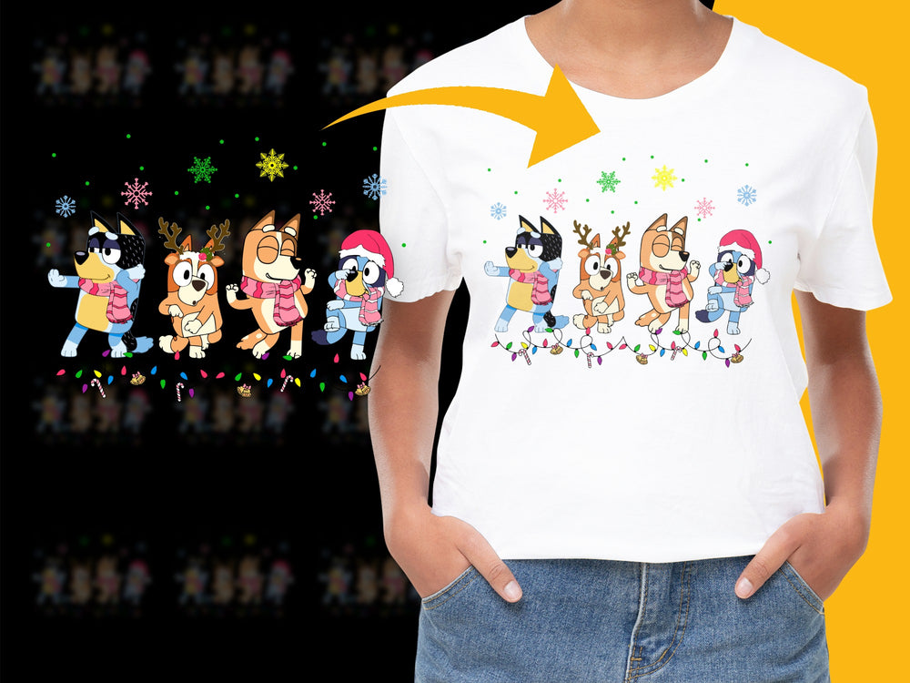 Kids Christmas T-Shirt, Cartoon Reindeer Holiday Tee, Colorful Winter Apparel for Children, Fun Festive Clothing
