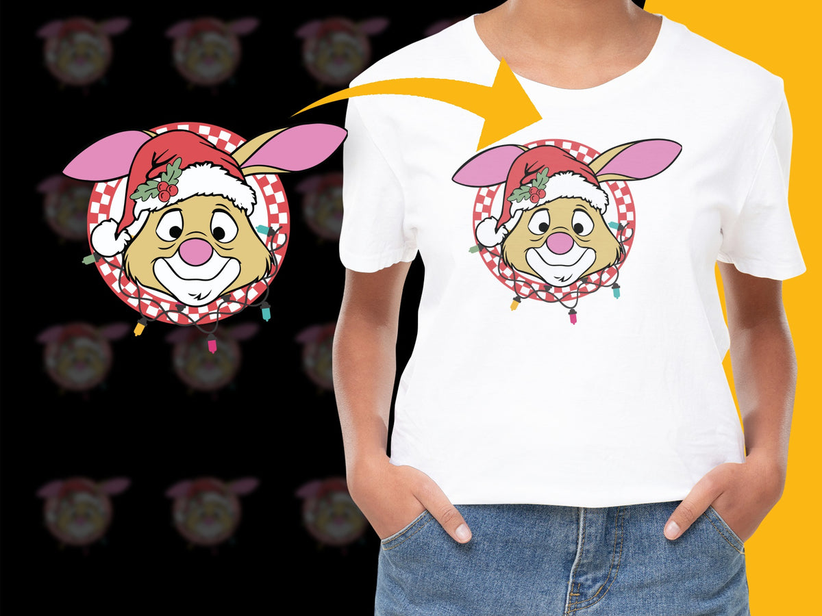 Christmas Bunny Graphic T-Shirt, Cute Festive Rabbit Tee, Kids and Adults Holiday Apparel