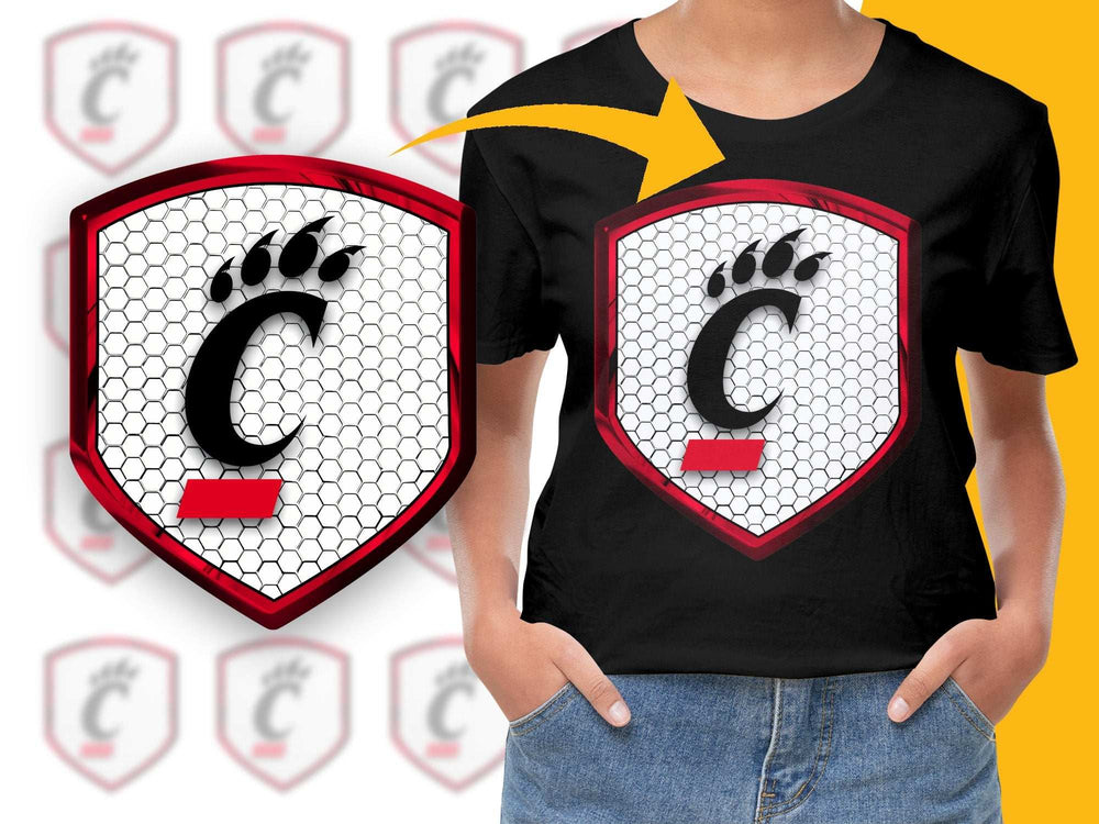 Unique Black T-Shirt with Bold Graphic Animal Paw Design, Red and White Accents, Stylish Casual Wear
