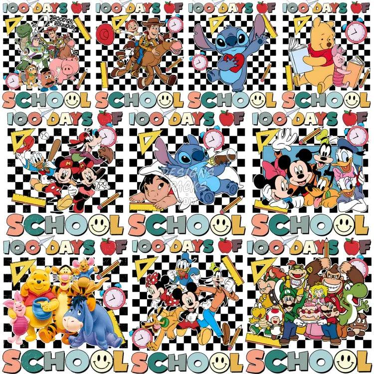 10 Cartoon 100 Days School Designs Bundle Png