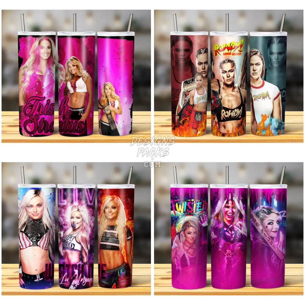 10 Diva Female Wrestlers Tumbler Wrap Bundle Jpg