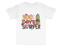 Load image into Gallery viewer, Cute Cactus T-Shirt, 100 Days Sharper Graphic Tee, Fun Teacher Shirt, Unisex Casual Style, White Cotton Kids and Adult Sizes