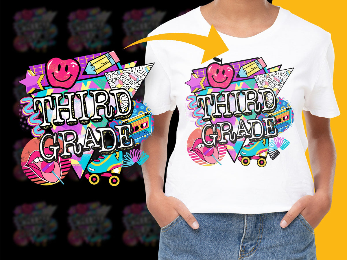 Third Grade T-Shirt, Colorful Graphic Tee, Kids School Shirt, Fun Design, Bright Colors, Student Apparel