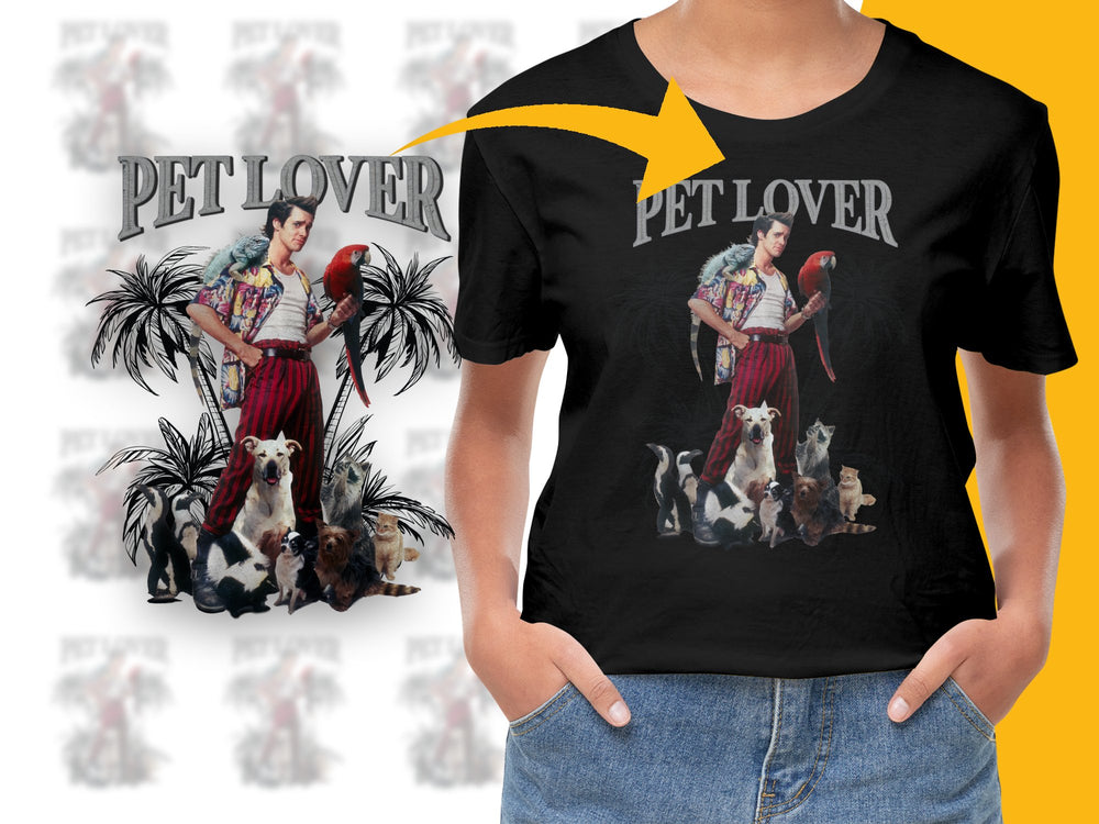Pet Lover T-Shirt, Vintage Style Graphic Tee, Dog and Cat Print, Animal Lover Gift, Unisex Black Shirt