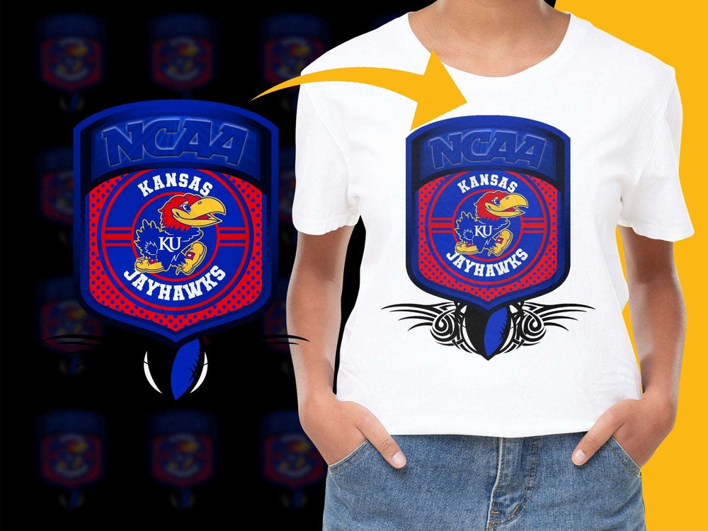 Kansas Jayhawks NCAA Logo T-Shirt, College Sports Fan Apparel, Vibrant Blue and Red Tee