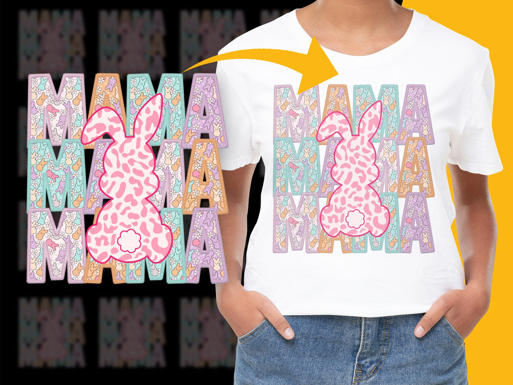Easter Bunny T-Shirt for Kids, Colorful Mama Floral Print Graphic Tee, Spring Fashion Top