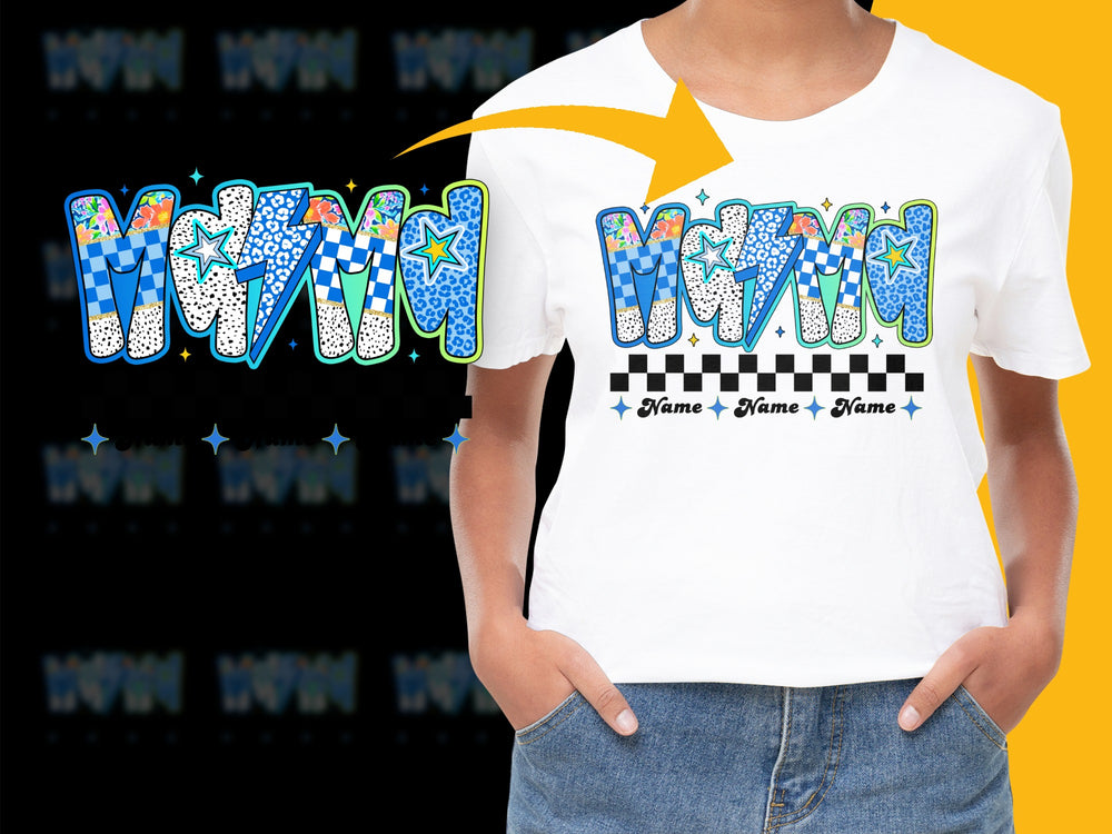 Colorful Mom T-Shirt, Customizable Text, Women's Fashion, Unique Graphic Tee, Gift for Mother