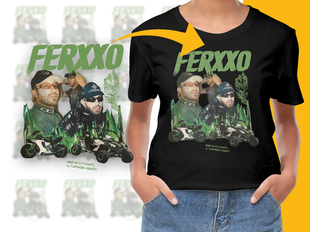 Ferxxo Graphic T-Shirt, Urban Style Men's Tee, Black Cotton Shirt with Colorful Print, Trendy Streetwear Clothing