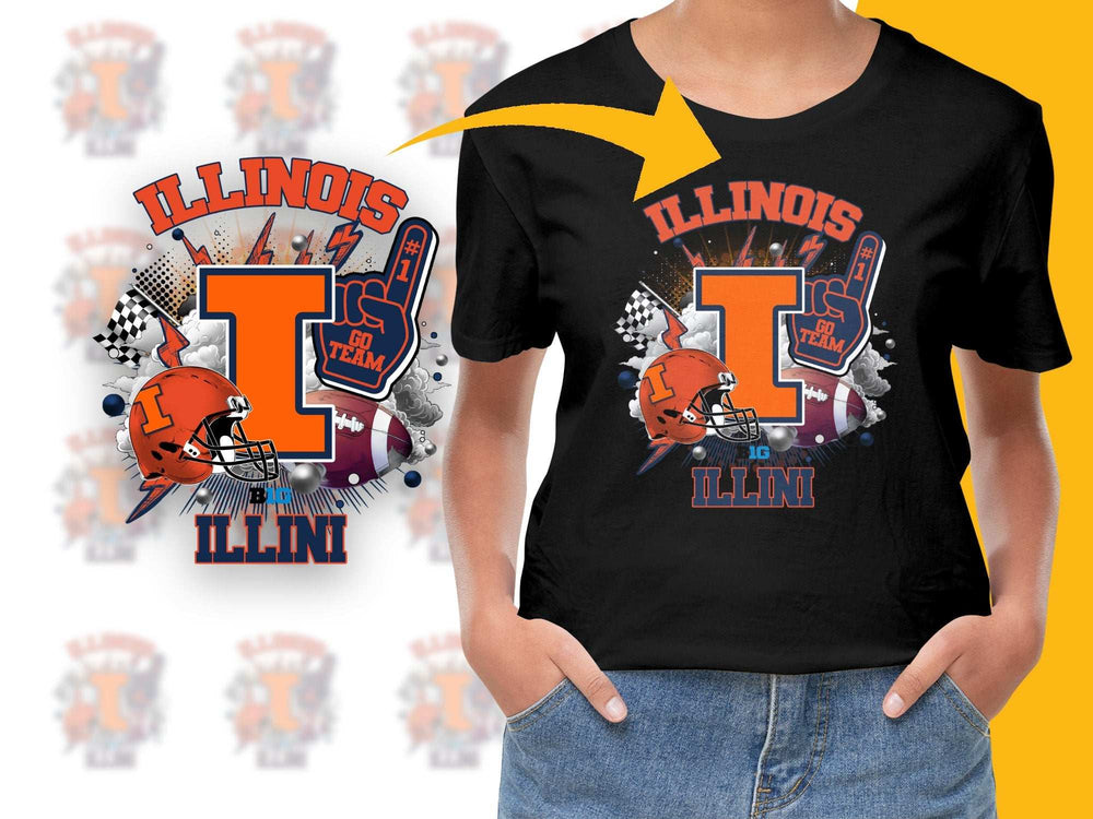 Illinois Team Graphic T-Shirt, College Football Fan Apparel, Orange and Black Sports Tee
