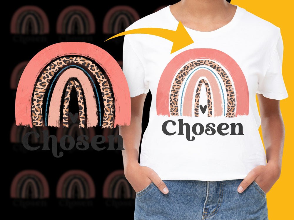 Chosen Rainbow Graphic T-Shirt, Modern Boho Style Tee, Inspirational Women's Fashion Top, Trendy Casual Wear