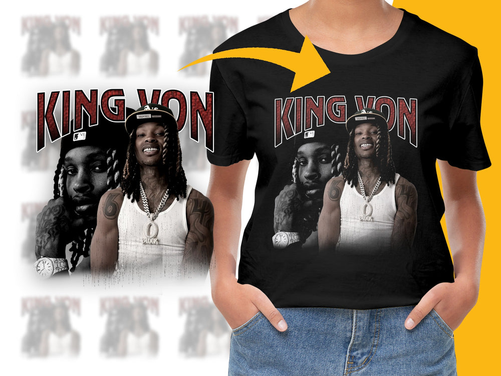 King Von Tribute T-Shirt, Hip Hop Fan Apparel, Men's Black Graphic Tee, Urban Streetwear Style, Music Memorabilia