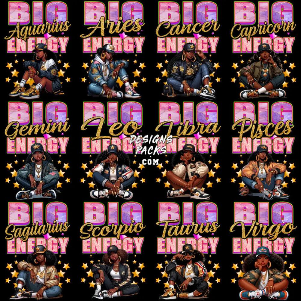 12 Zodiac Signs Cool Black History Girl Designs Bundle Png
