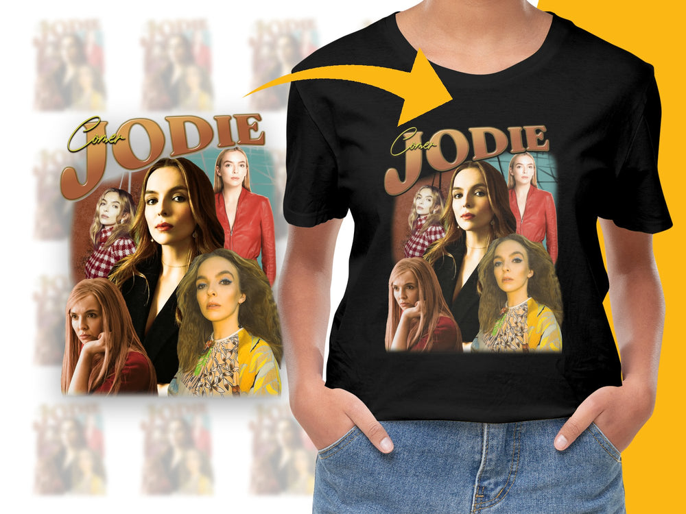 Jodie Whittaker Inspired Graphic T-Shirt, Multiple Poses and Outfits, Fan Art Tee, Vibrant Pop Culture Apparel