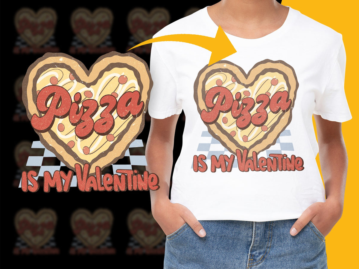 Kids 'Pizza is My Valentine' T-Shirt, Cute Heart Shaped Pizza Graphic Tee, Valentine's Day Casual Wear for Children