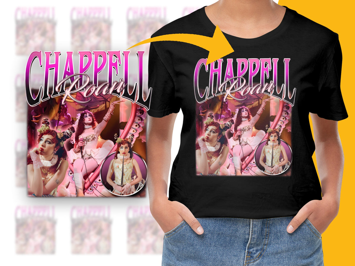 Vintage Glam T-Shirt, Retro Pin-Up Model Graphic Tee, Bold Text Design, Fashionable Streetwear Style