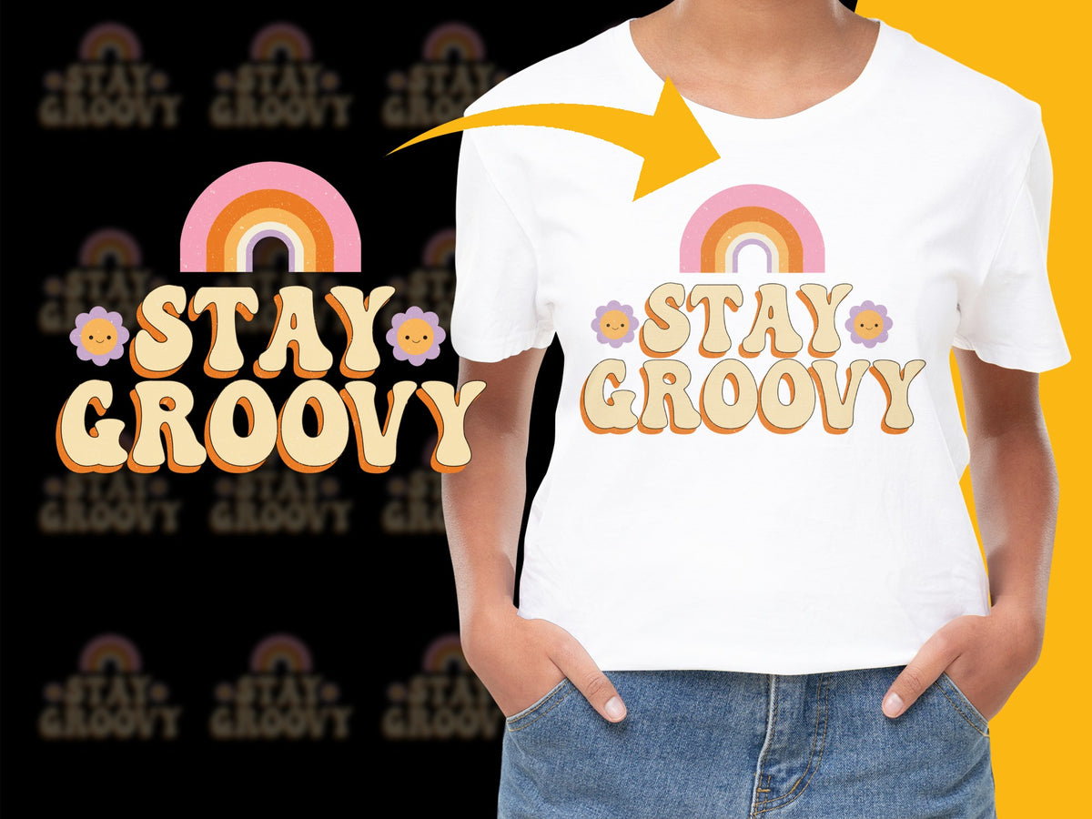 Stay Groovy Rainbow T-Shirt, Retro Graphic Tee, Vintage Style Shirt, Colorful Summer Top, Hipster Fashion, Gift Idea