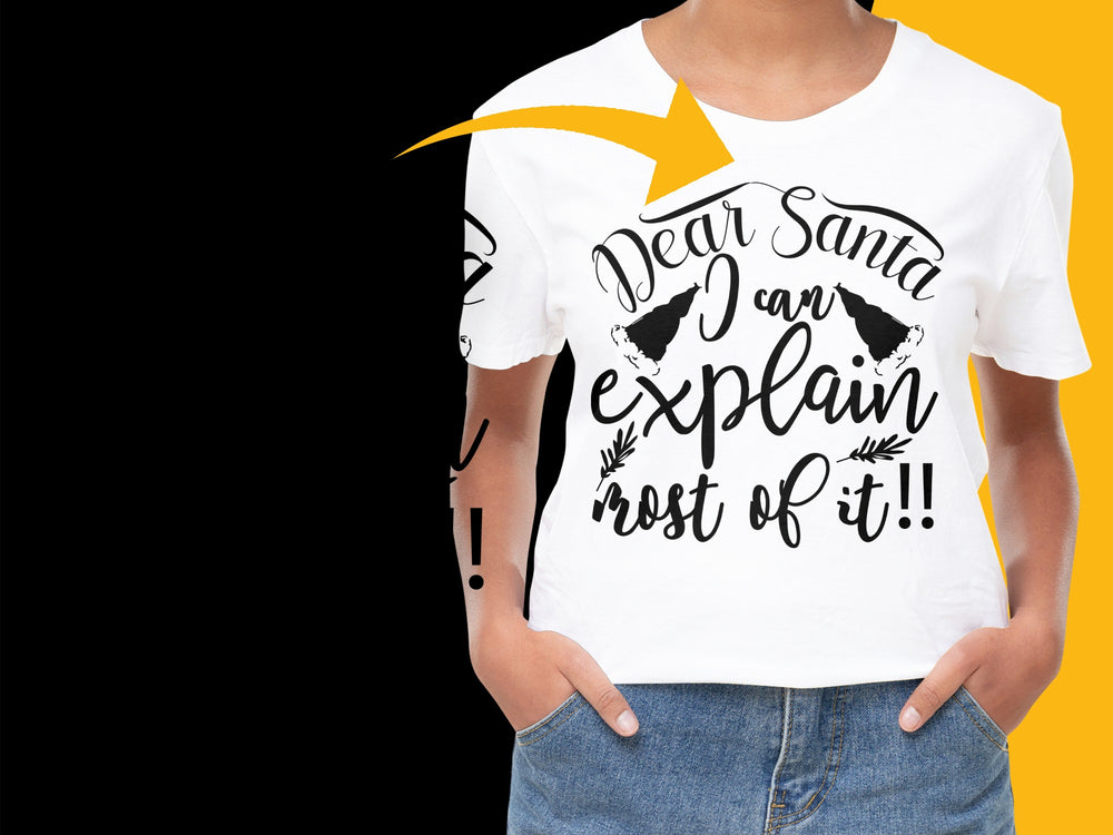 Dear Santa I Can Explain T-Shirt, Funny Christmas Tee, Festive Holiday Gift, Unisex White Shirt