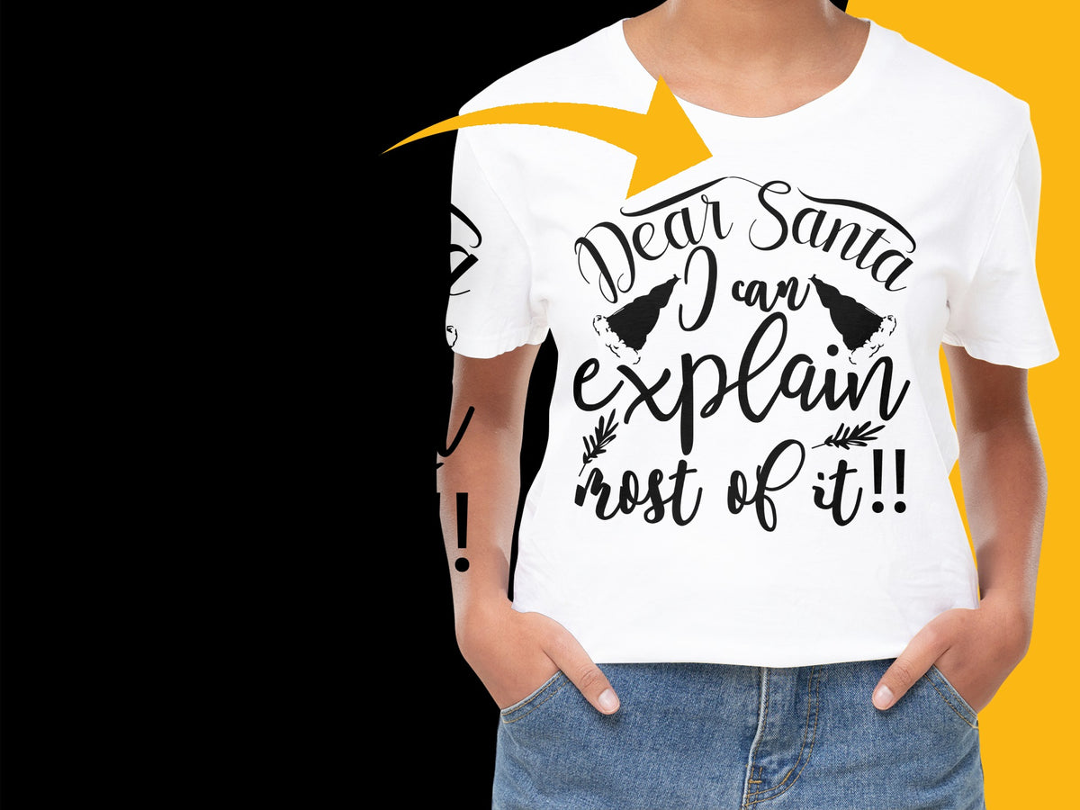 Dear Santa I Can Explain T-Shirt, Funny Christmas Tee, Festive Holiday Gift, Unisex White Shirt