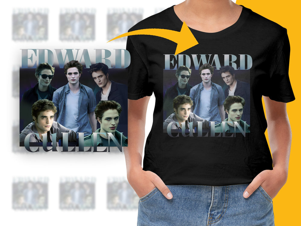 Twilight Edward Cullen Graphic T-Shirt, Vampire Movie Fan Tee, Men's and Women's Black Shirt