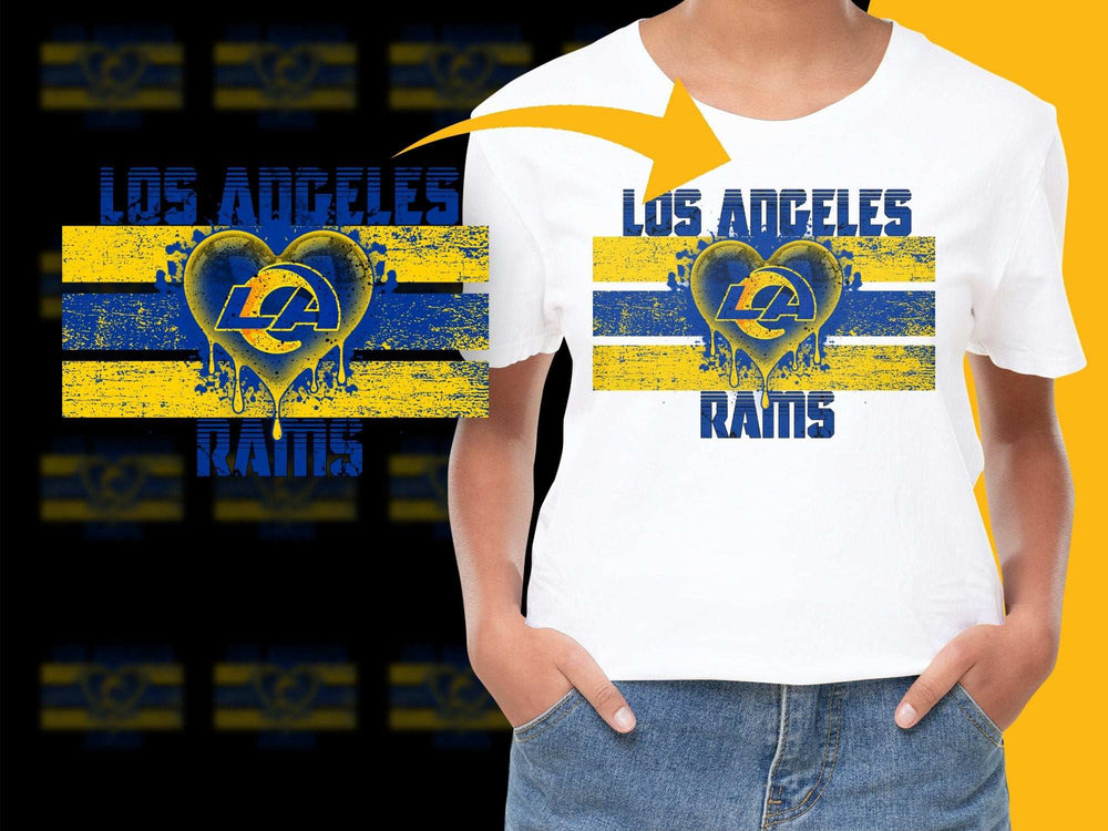 Los Angeles Rams T-Shirt, Distressed Logo, Blue and Yellow, NFL Football Fan Apparel, Sports Tee, Unisex, Graphic Shirt