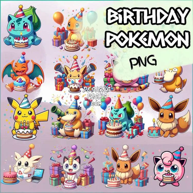 15 Poke Anime Ball Birthday Designs Bundle Png