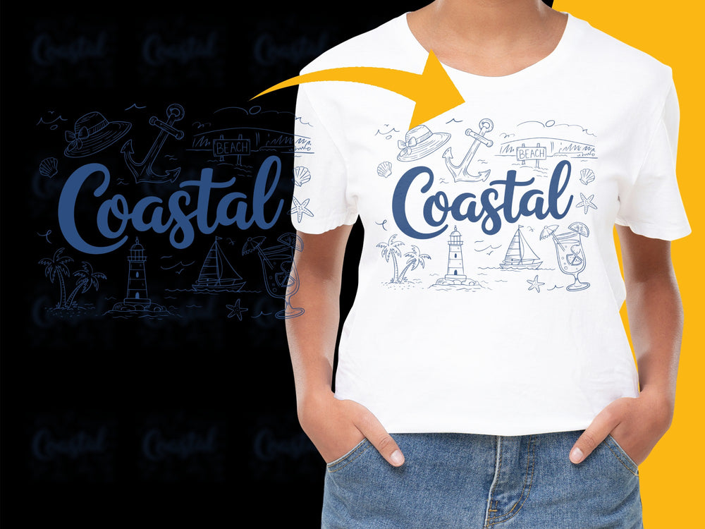 Coastal Beach Graphic T-Shirt, Casual Summer Tee, Nautical Theme White Shirt, Unisex Fashion Top
